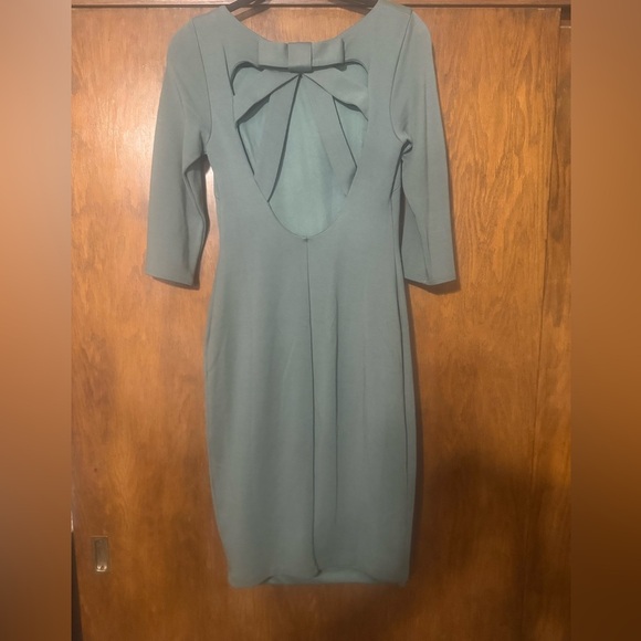 ANTHROPOLOGIE Crystal Structure Square Neck Sheath Dress Sage Green Baily 44 - Picture 5 of 10